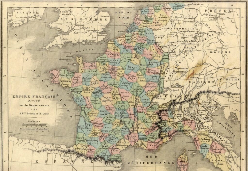 Les 130 départements français sous Napoléon Bonaparte