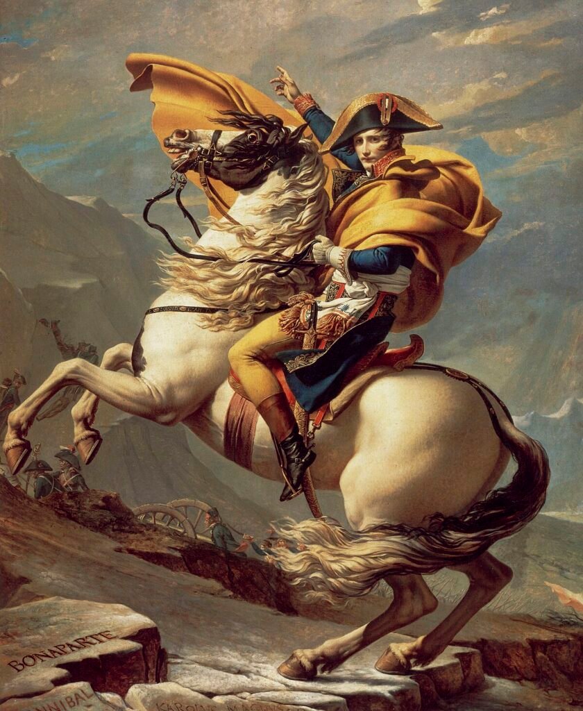 Napoléon Bonaparte franchissant le Grand-Saint-Bernard, par Jacques-Louis David